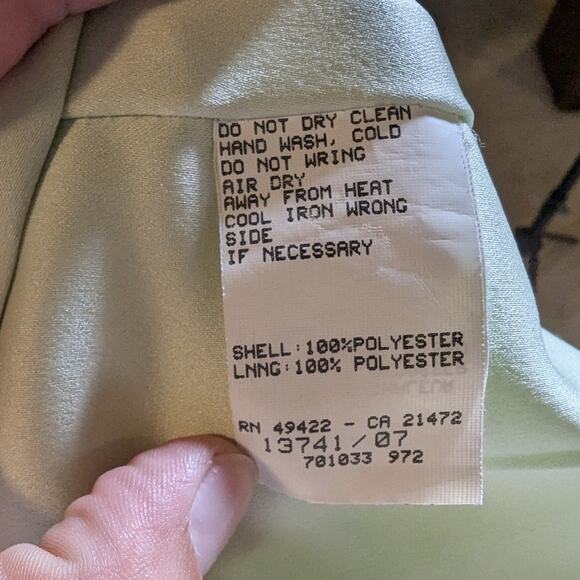Vtg Y2K Jessica McClintock Pale Green Velvet Shimmer Lace Up Maxi Dress Sz 8 - Picture 6 of 6